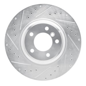 BMW 335XI Brake Rotor (1) - Front Left - R1 Concepts - Drilled & Slotted - Silver - `07-`15